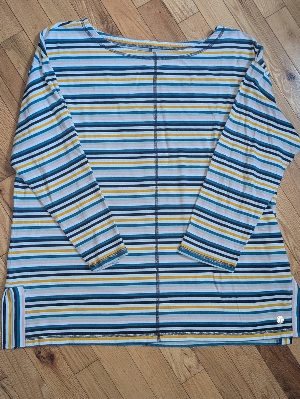 T By Talbot's Cotton Modal Knit Tunic, Sporty Striped Tee Top Size 1X